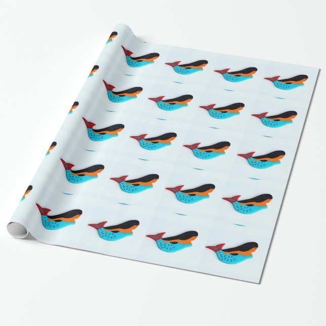 Presente papel de envolvimento azul das sereias (Desenrolado)
