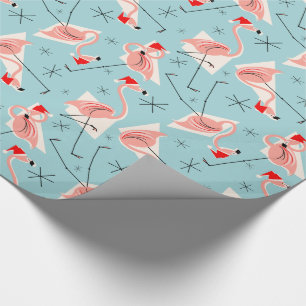 Presente Papel de envolvimento azul de Santa do flamingo