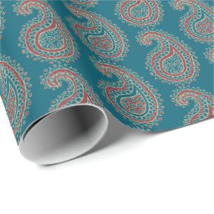 Presente Papel de envolvimento bege azul vermelho de