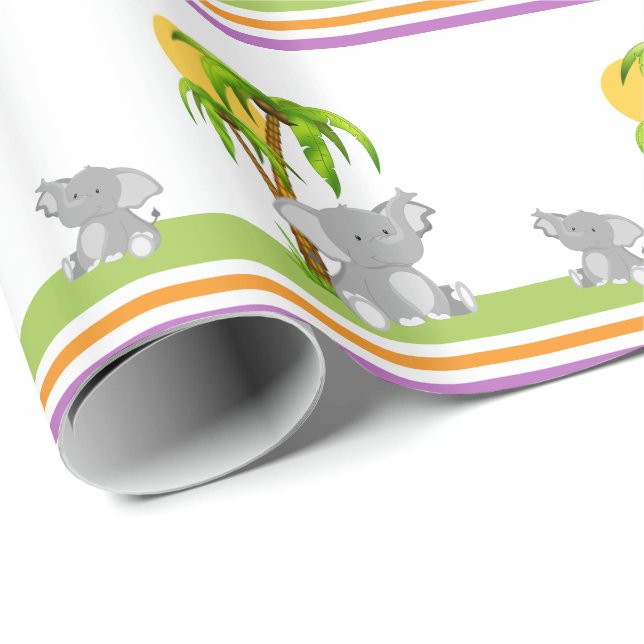 Presente Papel de envolvimento bonito do elefante do bebê (Ponta do rolo)