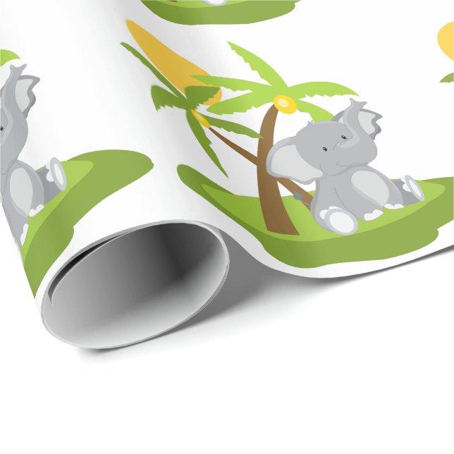 Presente Papel de envolvimento bonito do elefante do bebê (Ponta do rolo)