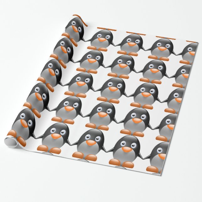 Presente Papel de envolvimento bonito do pinguim (Desenrolado)