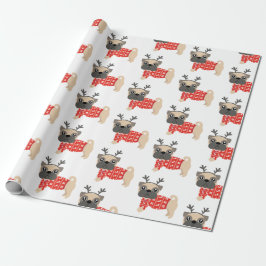 Presente Papel de envolvimento bonito do Pug do Natal do