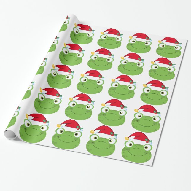 Presente Papel de envolvimento bonito do sapo do Natal (Desenrolado)