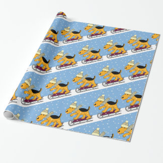 Presente Papel de envolvimento bonito do trenó de w do cão