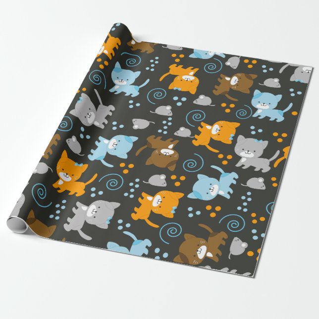 Presente Papel de envolvimento bonito dos gatos (Desenrolado)