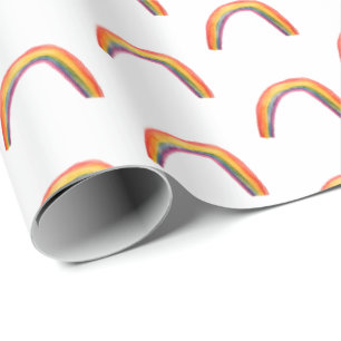 Presente Papel de envolvimento branco dos arcos-íris da
