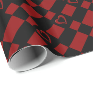 Presente Papel de envolvimento Checkered vermelho & preto