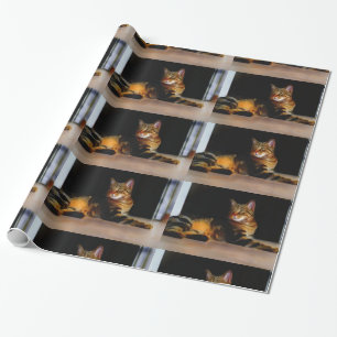 Presente Papel de envolvimento cinzento do gato de gato