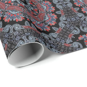 Presente Papel de envolvimento cinzento & vermelho elegante