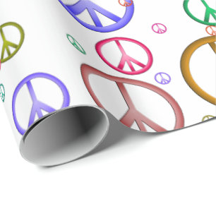 Presente Papel de envolvimento colorido dos sinais de paz
