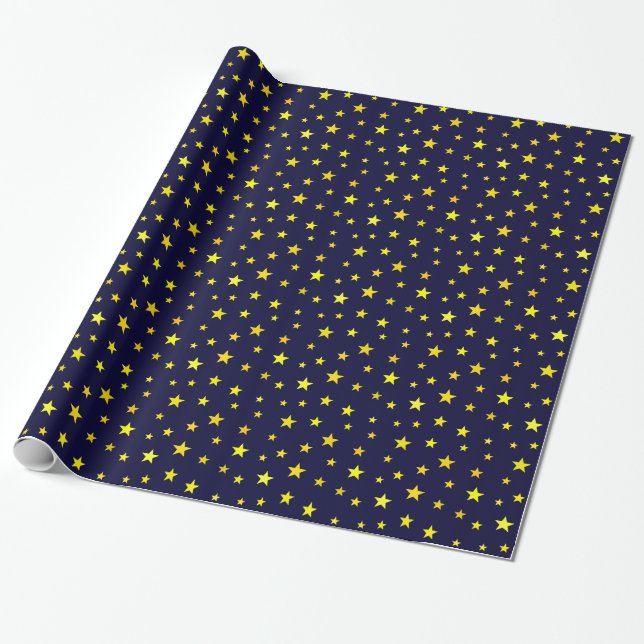 Presente Papel de envolvimento com as estrelas em azuis (Desenrolado)