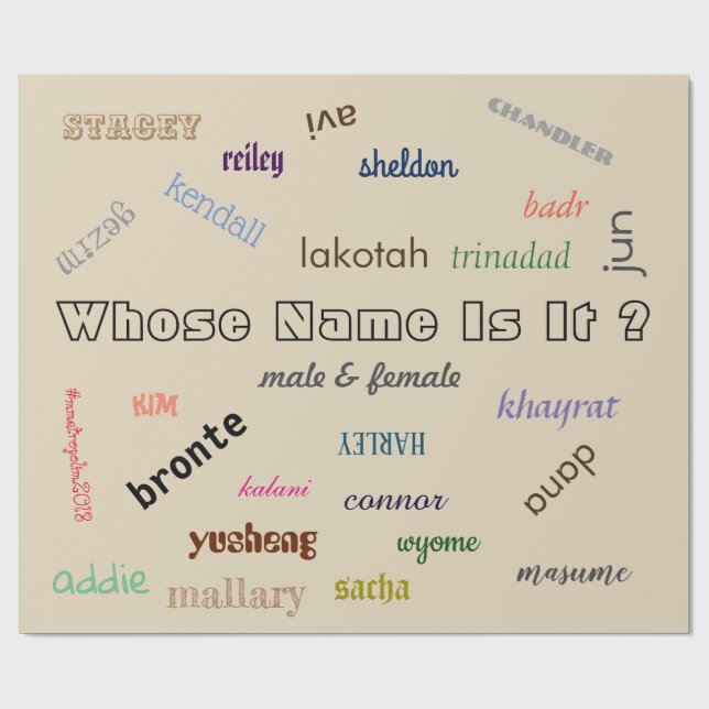 Presente Papel de envolvimento com nomes unisex por (Aberto)