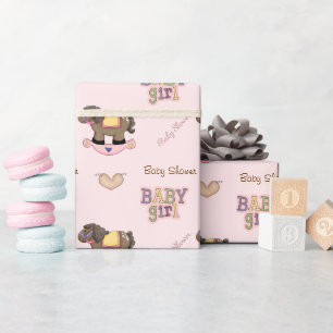 Presente Papel de envolvimento cor-de-rosa bonito do chá d