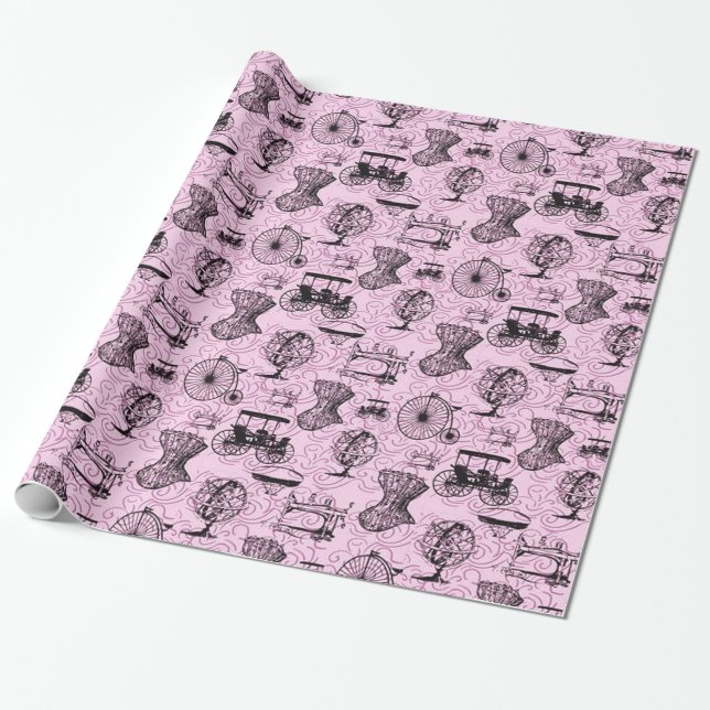Presente Papel de envolvimento cor-de-rosa do teste padrão (Desenrolado)