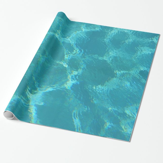 Presente Papel de envolvimento da água da água azul de (Desenrolado)