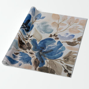 Presente Papel de envolvimento da aguarela (flores azuis)