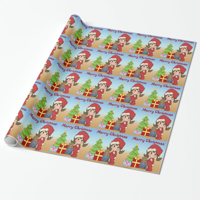 Presente Papel de envolvimento da menina da criança do (Desenrolado)