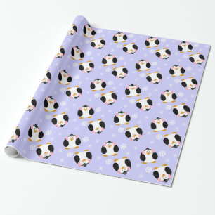 Presente Papel de envolvimento da menina do pinguim (Lilac)