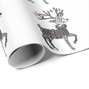 Presente Papel de envolvimento da rena das luzes de Natal