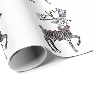 Presente Papel de envolvimento da rena das luzes de Natal