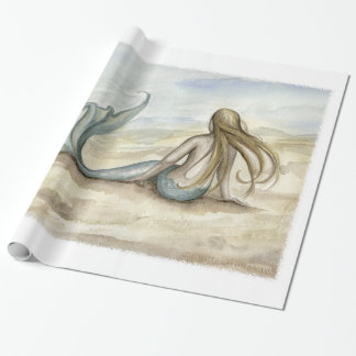Presente Papel de envolvimento da sereia do beira-mar de