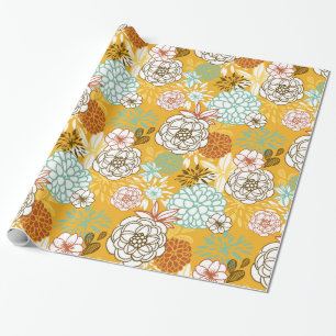 Presente Papel de envolvimento das flores e das folhas do