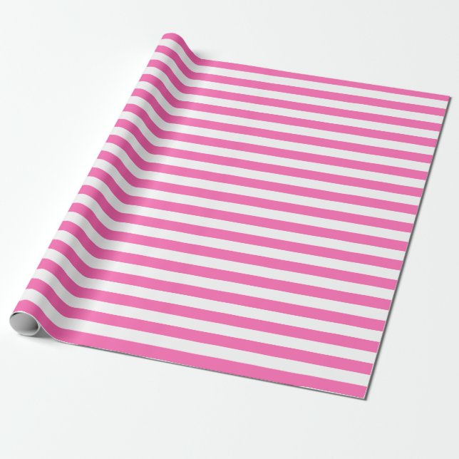 Presente Papel de envolvimento das listras do rosa quente (Desenrolado)