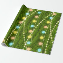 Papel de envolvimento das luzes da árvore de Natal