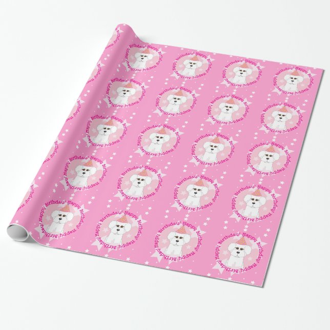 Presente Papel de envolvimento de Bichon Frise do feliz (Desenrolado)