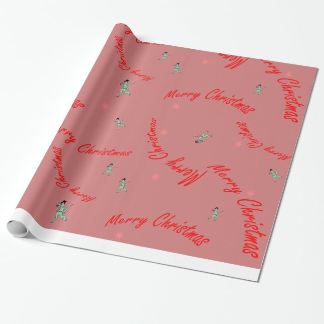 Presente Papel de envolvimento de Dino do Feliz Natal (Desenrolado)
