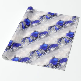 Presente Papel de envolvimento de prata e azul do Natal