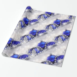Presente Papel de envolvimento de prata e azul do Natal