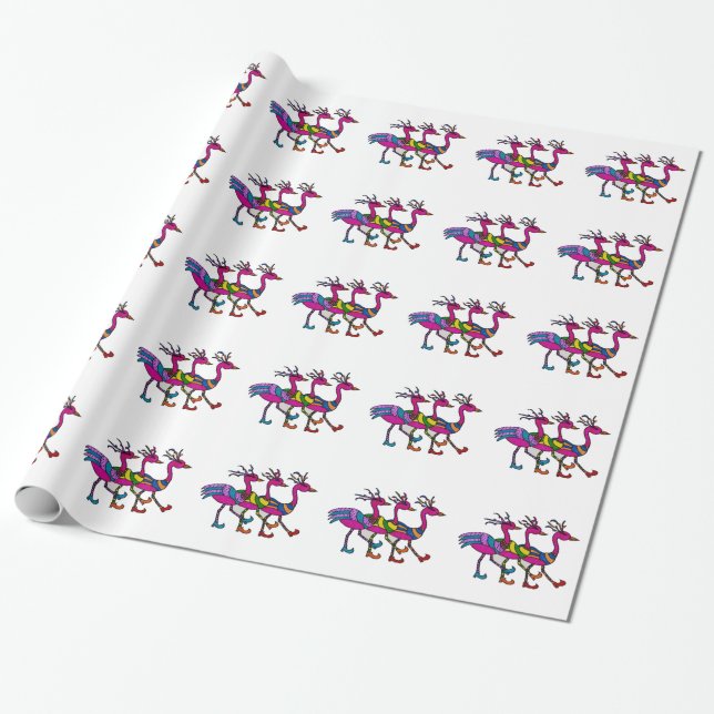 Presente Papel de envolvimento de três flamingos (Desenrolado)