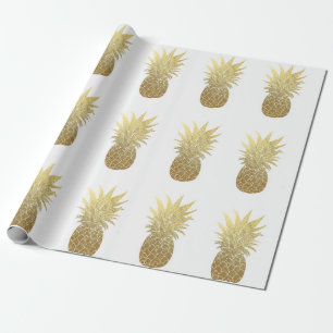 Presente Papel de envolvimento do abacaxi da folha Dourado