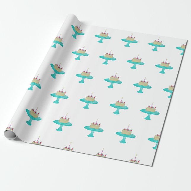 Presente Papel de envolvimento do bolo de aniversário (Desenrolado)