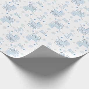 Presente Papel de envolvimento do carrinho de bebê azul