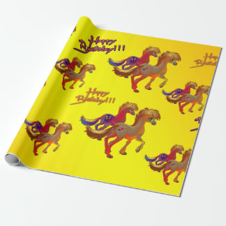 Presente Papel de envolvimento do cavalo do aniversário