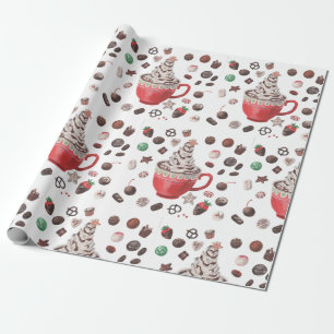 Presente Papel de envolvimento do chocolate quente do Natal