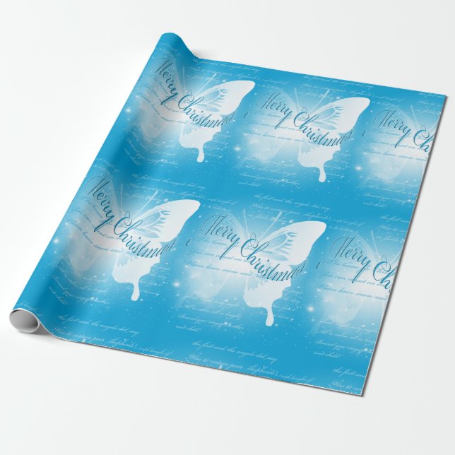 Presente Papel de envolvimento do Feliz Natal da borboleta (Desenrolado)