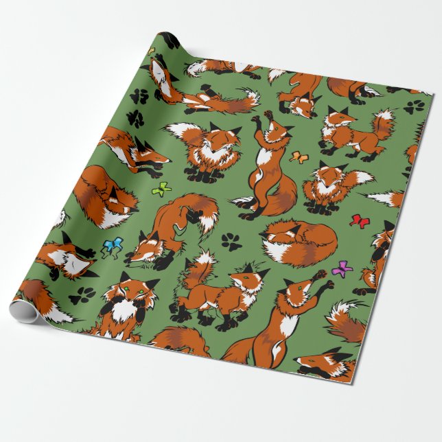 Presente Papel de envolvimento do Fox vermelho - escolha a (Desenrolado)