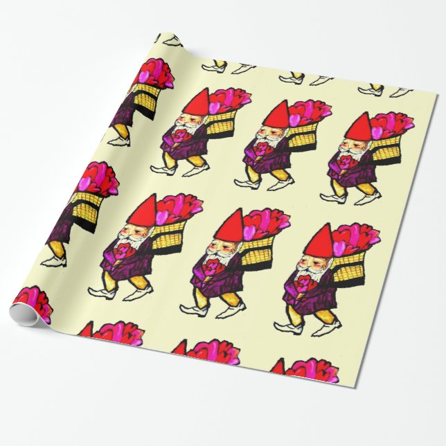 Presente Papel de envolvimento do GNOMO dos NAMORADOS (Desenrolado)