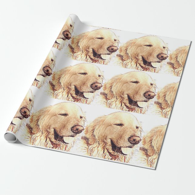 Presente Papel de envolvimento do golden retriever (Desenrolado)