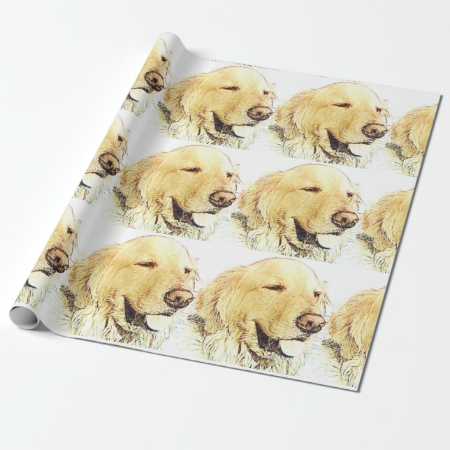 Presente Papel de envolvimento do golden retriever (Desenrolado)