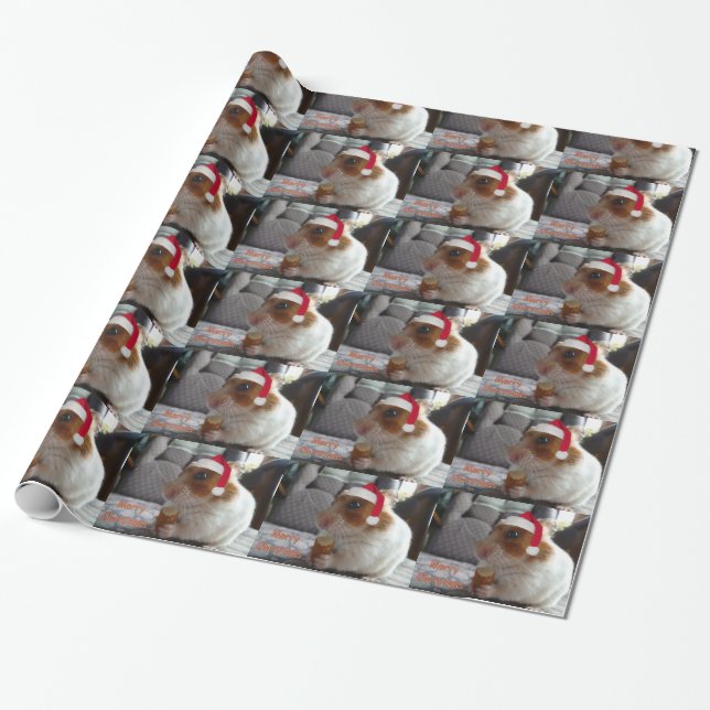 Presente Papel de envolvimento do hamster do Feliz Natal (Desenrolado)