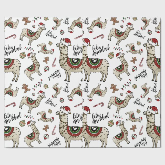 Presente Papel de envolvimento do lama de Feliz Navidad (Barra)