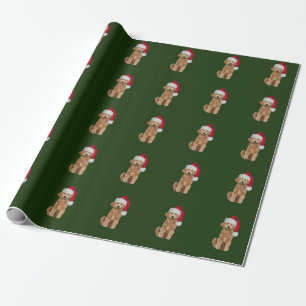Presente Papel de envolvimento do Natal com doodle dourado
