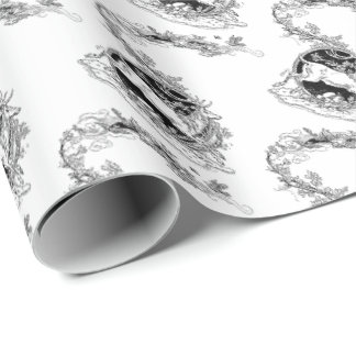 Presente Papel de envolvimento do Natal da rena do vintage