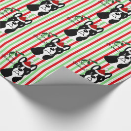 Presente Papel de envolvimento do Natal de Boston Terrier