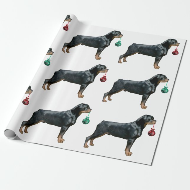 Presente Papel de envolvimento do Natal de Rottweiler (Desenrolado)